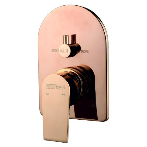 Single Lever Concealed Mixer & Diverter High Flow exposed parts kit consisting of operating lever & wall flange (suitable for item no. DCB 4545) Rose Gold